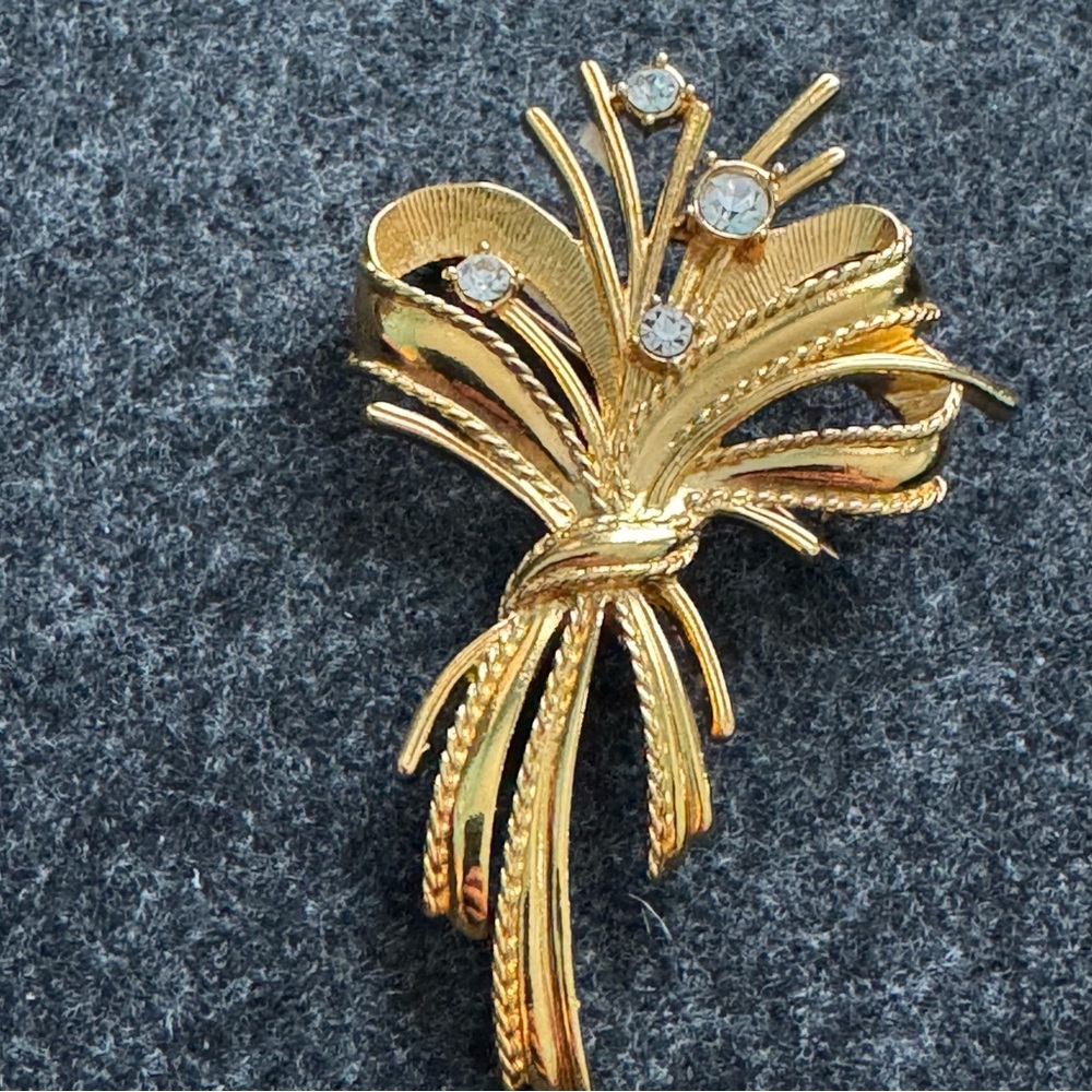 Gold and Silver Floral Brooch with Textured Design